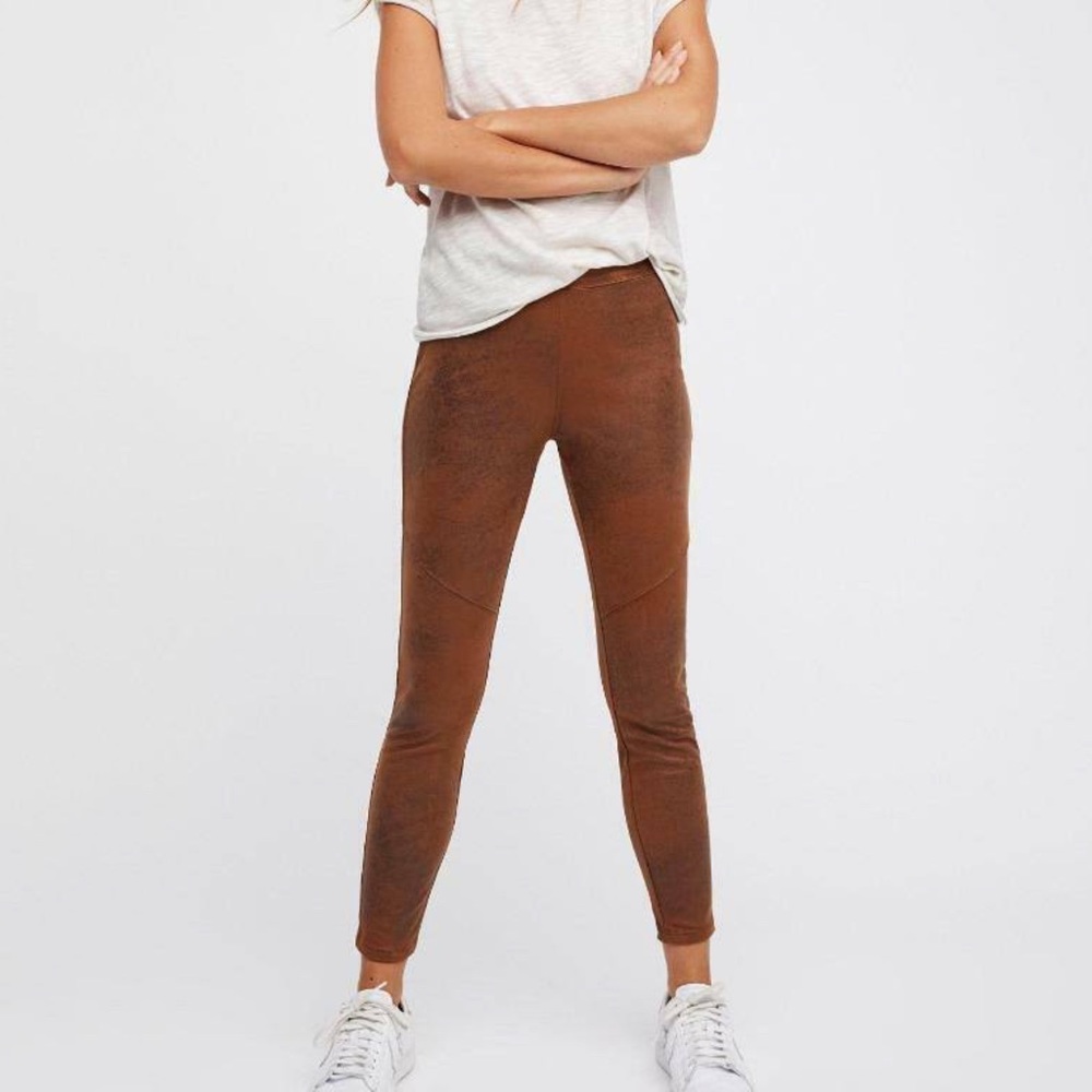 Free People Brown‎ Vegan Suede Leggings Pants